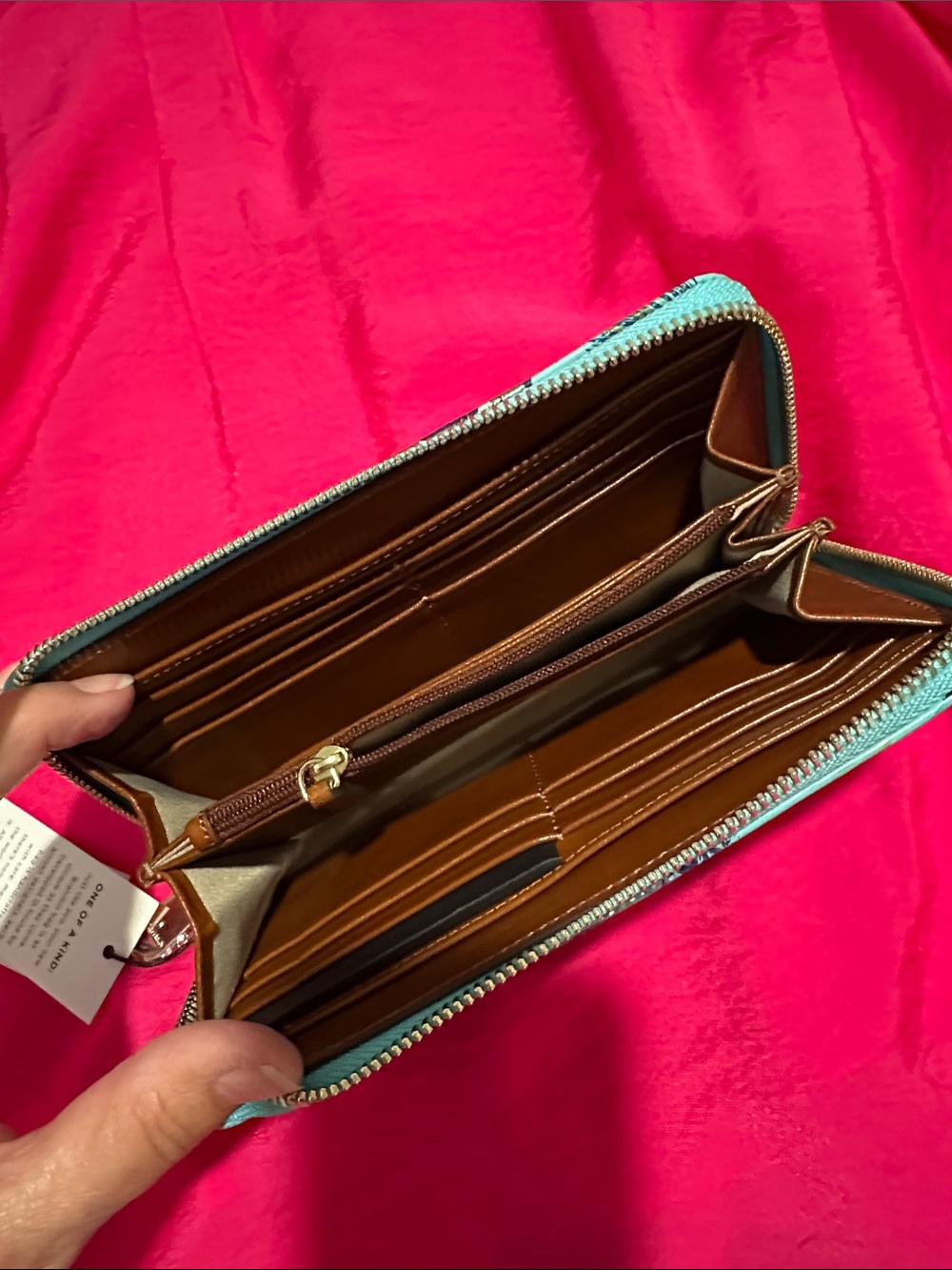 Brahmin Suri Zip-Around Wallet in Tropic Blue Copa cabana - Picture 6 of 6